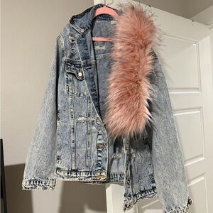 Honey Punch Denim Jacket with Pink fur